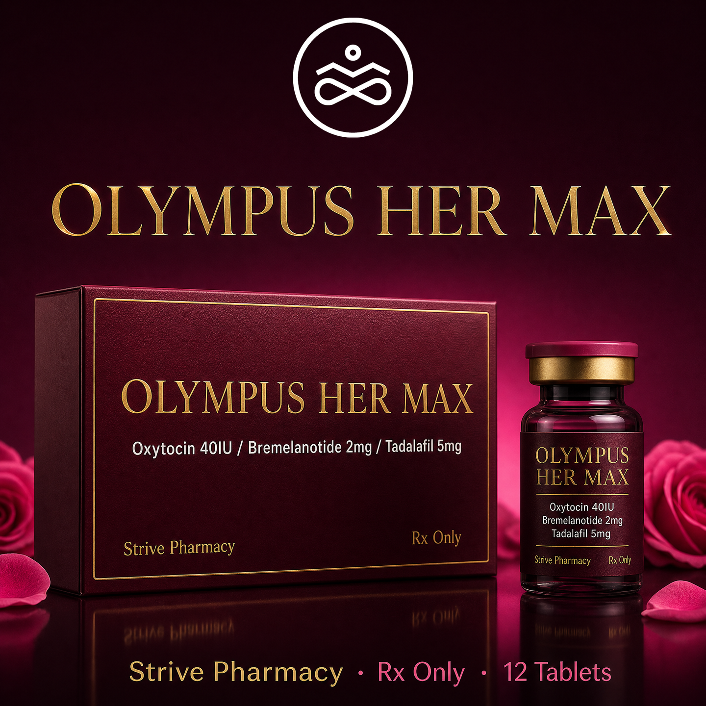 Olympus Her Max sublingual tablet for women — full-spectrum Bremelanotide, Oxytocin, Tadalafil and DHEA formula by The Urban Monk